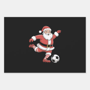 Santa Plays Soccer Christmas Sports Wrapping Paper Sheet