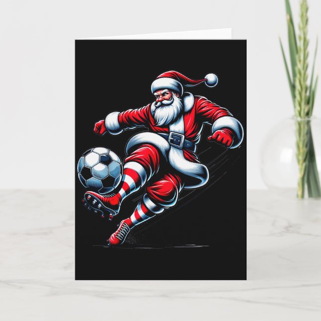 Santa Plays Soccer Christmas Srts Women Men Kids  Card (Front)