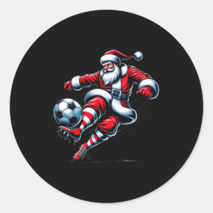 Santa Plays Soccer Christmas Srts Women Men Kids  Classic Round Sticker