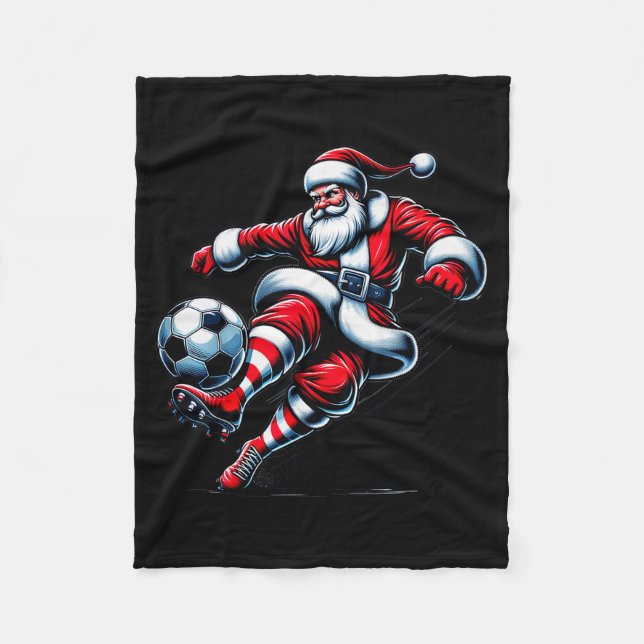 Santa Plays Soccer Christmas Srts Women Men Kids  Fleece Blanket (Front)