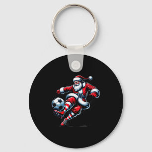 Santa Plays Soccer Christmas Srts Women Men Kids Key Ring