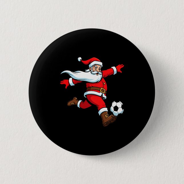 Santa Plays Soccer Christmas Srts Women Men Kids L 6 Cm Round Badge (Front)