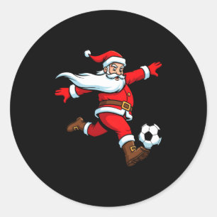 Santa Plays Soccer Christmas Srts Women Men Kids L Classic Round Sticker