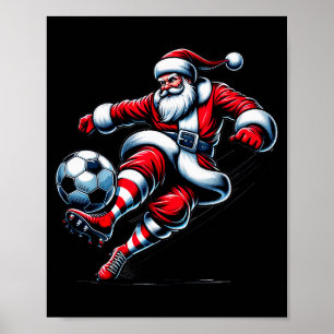 Santa Plays Soccer Christmas Srts Women Men Kids Poster