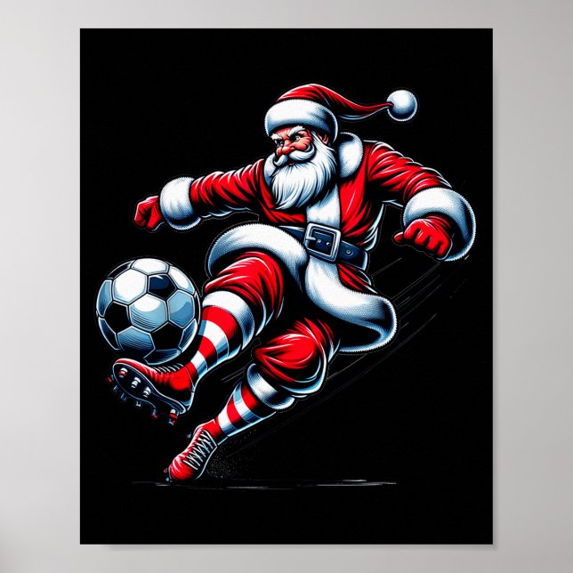 Santa Plays Soccer Christmas Srts Women Men Kids  Poster (Front)