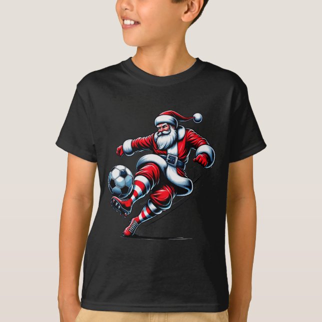Santa Plays Soccer Christmas Srts Women Men Kids  T-Shirt (Front)