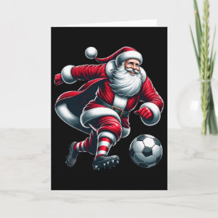 Santa Plays Soccer Sports Christmas Women Men Kids Card