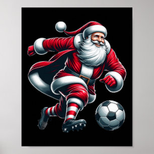 Santa Plays Soccer Sports Christmas Women Men Kids Poster