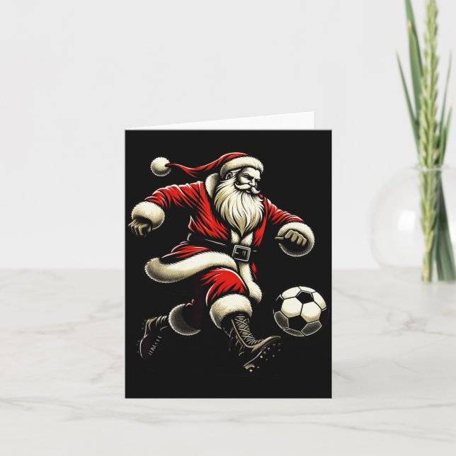 Santa Plays Soccer Srts, Xmas Christmas Women Men  Card (Front)