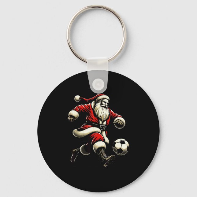 Santa Plays Soccer Srts, Xmas Christmas Women Men  Key Ring (Front)