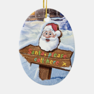 Santa please call here ceramic christmas deco tree decoration