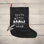 Santa please stop here for Christmas silver Christ Small Christmas Stocking<br><div class="desc">Santa please stop here for Christmas traditional modern minimal black stocking.</div>