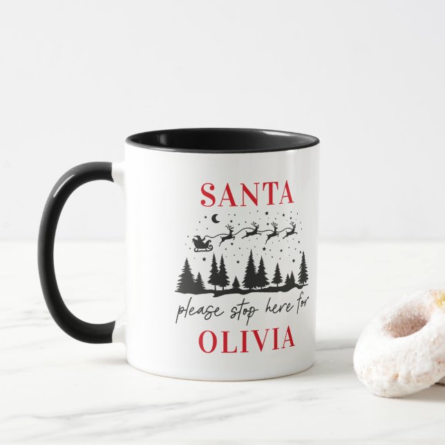 Santa please stop here for Christmas traditional C Mug (With Donut)