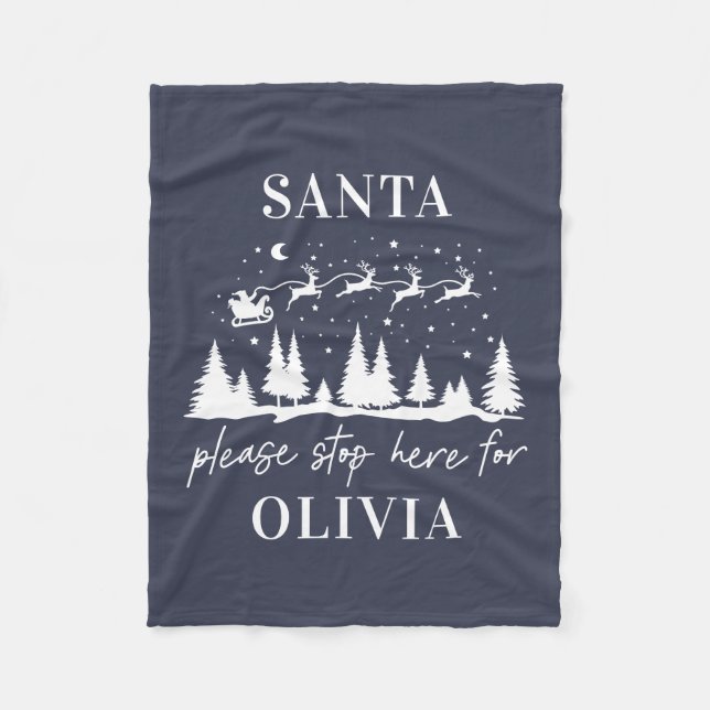 Santa please stop here for Christmas traditional Fleece Blanket (Front)
