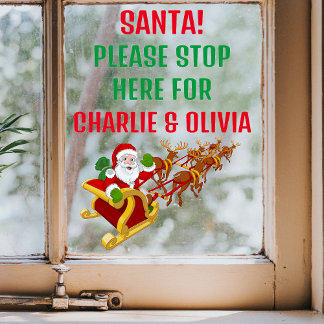 Santa Please Stop Here Personalised Window Sticker