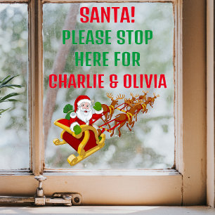 Santa Please Stop Here Personalized Window Sticker