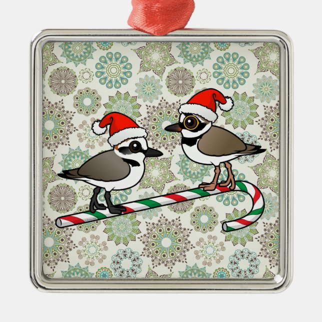 Santa Plovers Metal Tree Decoration (Front)