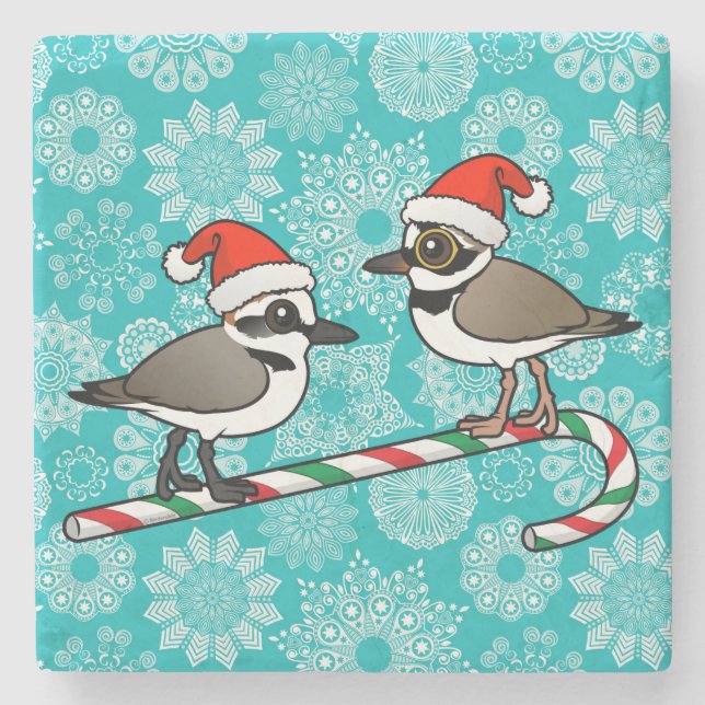 Santa Plovers Stone Coaster (Front)