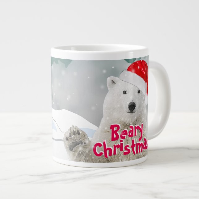 Santa Polar Bear | Beary Christmas Jumbo Mug (Front Right)