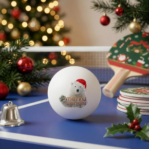 Santa Polar Bear Beary Christmas Ping Pong Ball