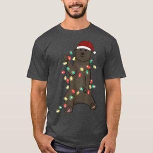 Santa Polar bear Christmas color led light Xmas Po T-Shirt