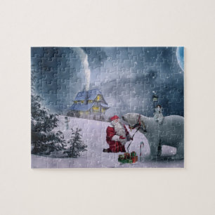 Santa Polar Bear Christmas Jigsaw Puzzle