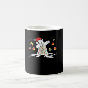 Santa Polar Bear Christmas Lights Bear Lover Coffee Mug