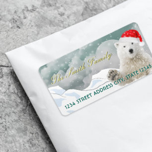 Santa Polar Bear   Custom Return Address Labels