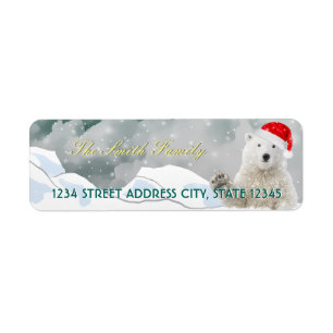 Santa Polar Bear   Custom Return Address Labels