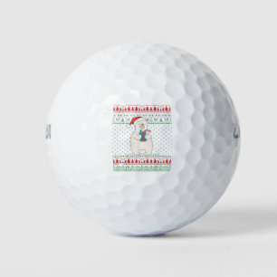 Santa Polar Bear Ugly Christmas Sweater Family Mat Golf Balls