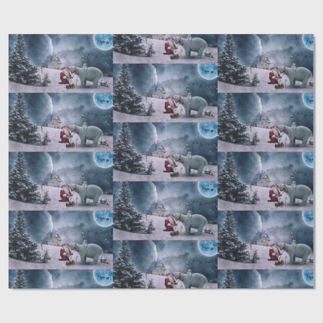 Santa & Polar Bear Wrapping Paper (Flat)