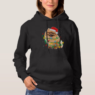 Santa Pomeranian With Christmas Lights Hoodie