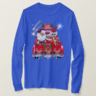 Santa Poodle Reindeer Christmas Blue Tee