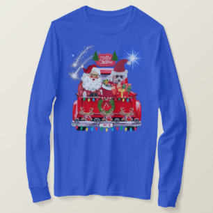 Santa Poodle Reindeer Christmas Blue Tee