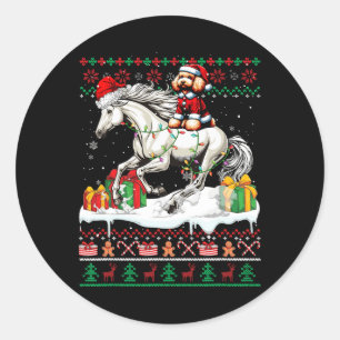 Santa Poodle Riding Horse Christmas Sweater Lover Classic Round Sticker