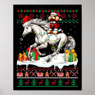 Santa Poodle Riding Horse Christmas Sweater Lover Poster