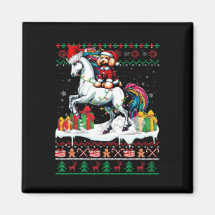 Santa Poodle Riding Unicorn Christmas Sweater Love Magnet