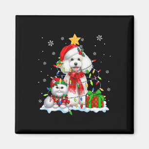 Santa Poodle With Elf Cat Christmas Lights Owner K Magnet