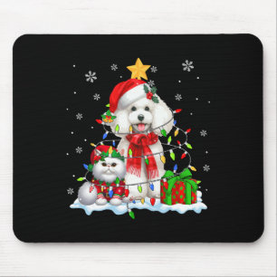 Santa Poodle With Elf Cat Christmas Lights Owner K Mouse Mat