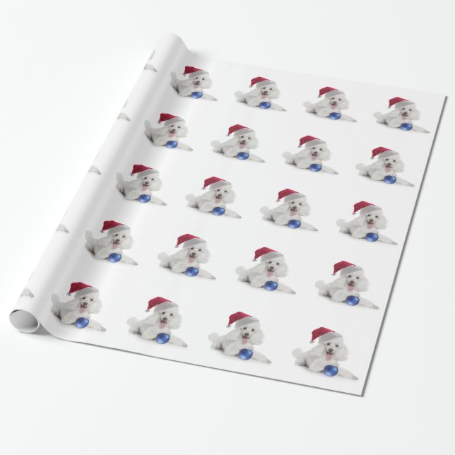 Santa Poodle Wrapping Paper (Unrolled)