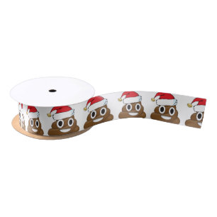 Santa Poop Christmas Gift Wrap Emoji Satin Ribbon