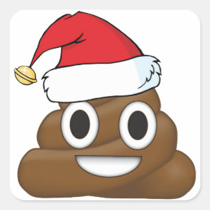 Santa Poop Christmas Gift Wrap Emoji Square Sticker