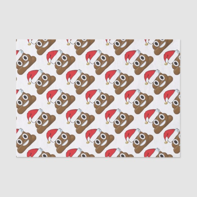 Santa Poop Christmas Gift Wrap Emoji Tissue Paper (Front)