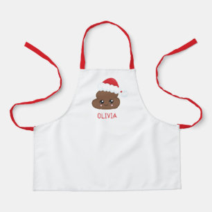 Santa Poop Emoji Personalised Kids Holiday Apron