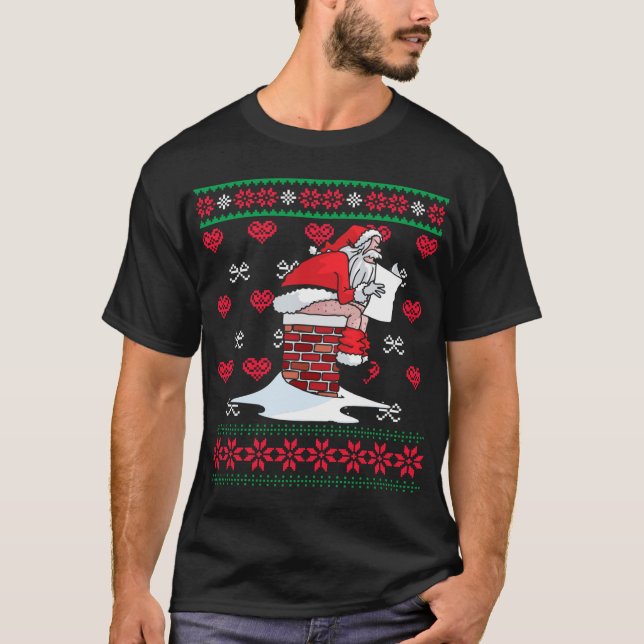 Santa Pooping Down Chimney Ugly Xmas Sweater Chris (Front)