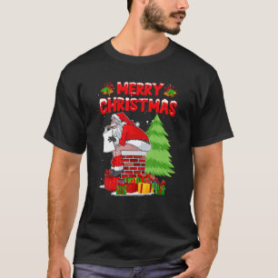 Santa Pooping Down The Chimney Ugly Christmas Paja T-Shirt
