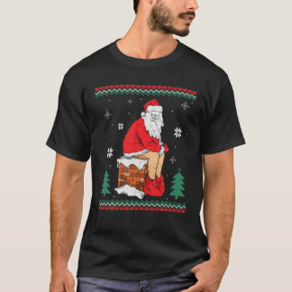 Santa Pooping Down The Chimney Ugly Sweater Christ