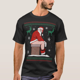 Santa Pooping Down The Chimney Ugly Sweater Christ
