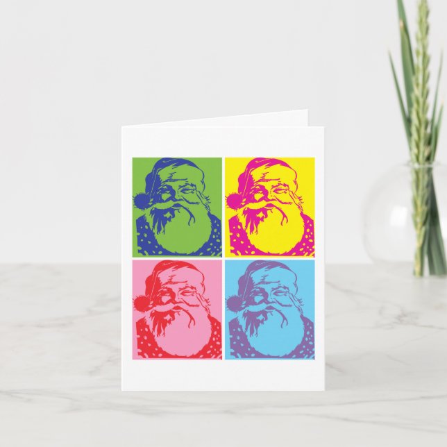 Santa Pop art Merry Christmas Holiday Card (Front)