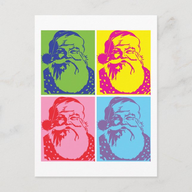 Santa Pop art Merry Christmas Holiday Postcard (Front)